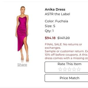 Astr Asymmetrical Dress - Fuchsia